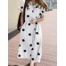 Cottagecore Polka Dot Pocket Lapel Short Sleeve Shirt Dress