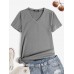 V  Neck Short Sleeve Solid Regular Fit Summer T  Shirt