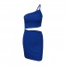 Amazon cross-border design niche one-shoulder drawstring dress women's summer hollow hip-covering suspender dress short skirt