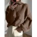 Women Solid Casual Puff Sleeve Veins Homely Thick Sweaters