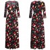 Women Christmas Candle Printing Pattern Long Sleeves Dress Skirt