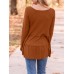 Women Solid Color V  neck Long Sleeve Daily Casual T  shirt