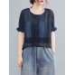 Plaid Ruffled Short Sleeve Round Neck Casual Blouse