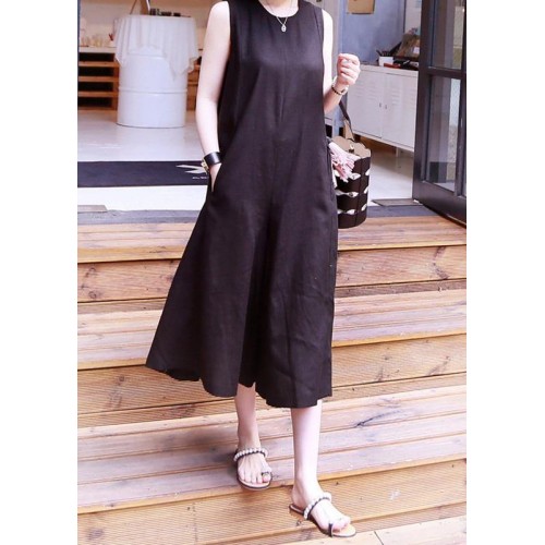 Organic black cotton pant o neck jumpsuit pants