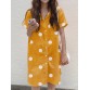 Cottagecore Polka Dot Pocket Button Split Shirt Dress